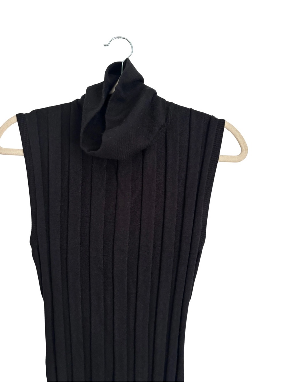 Grace Karin Black Sleeveless Ribbed Turtleneck Neck Sweater Dress